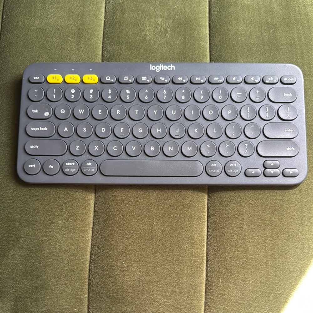 Logitech K380 Pebble Wireless Keyboard - Dark Grey and Yellow